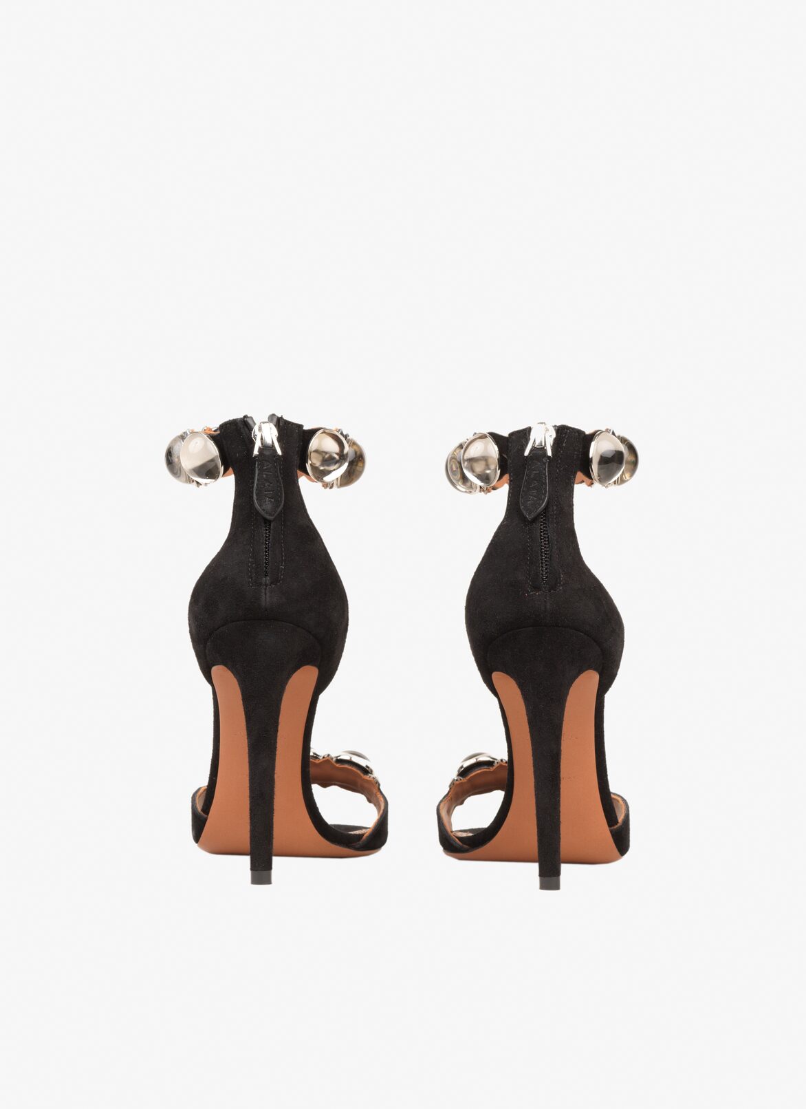 Bombe sandals in suede goatskin ALAÏA BLACK BOMBE SANDALS IN SUEDE GOATSKIN